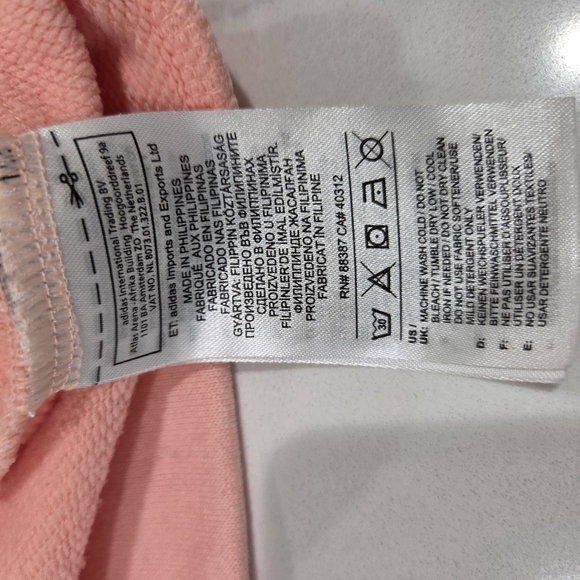 Adidas Women's Medium Spellout Three Stripes Pullover Crewneck Sweatshirt Pink - Picture 6 of 12